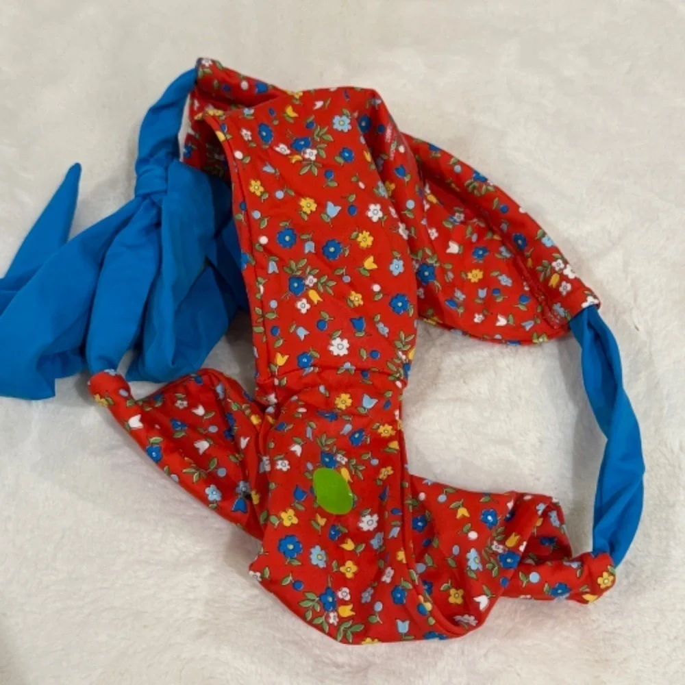 New! Frankies Bikinis Kealy Tie Side Cheeky Bikini Bottom Red Blue 31551